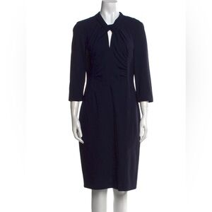 Rena Lange virgin wool knee-length dress in navy blue